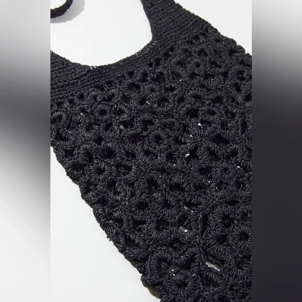 Urban Outfitters UO black raffia hobo woven bag purse farmers market new tags